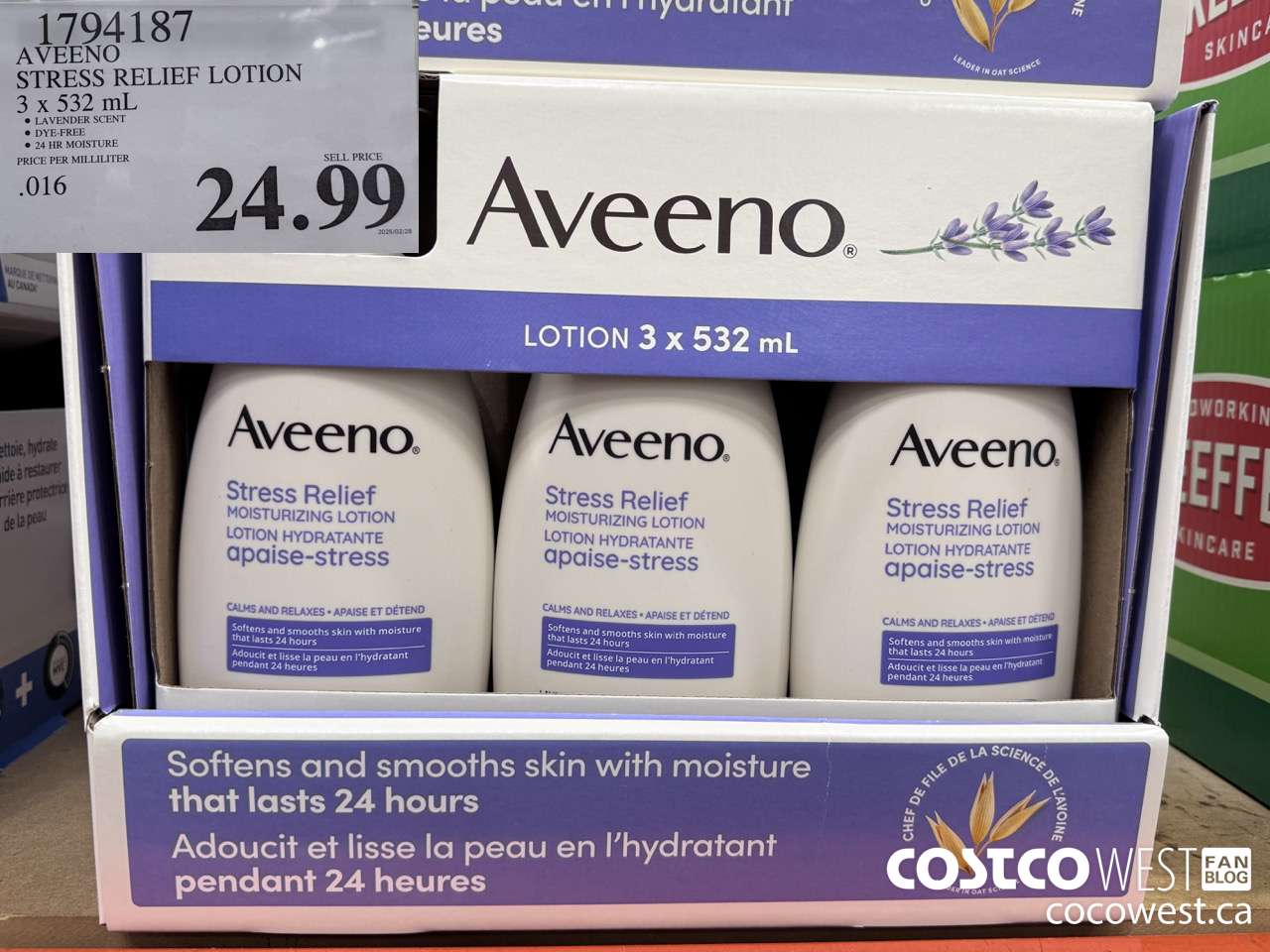 1794187 AVEENO STRESS RELIEF LOTION 3 X 532 ML $24.99