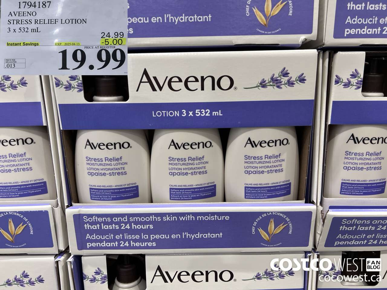1794187 AVEENO STRESS RELIEF LOTION 3 X 532 ML ($5.00 INSTANT SAVINGS EXPIRES ON 2025-04-13) $19.99
