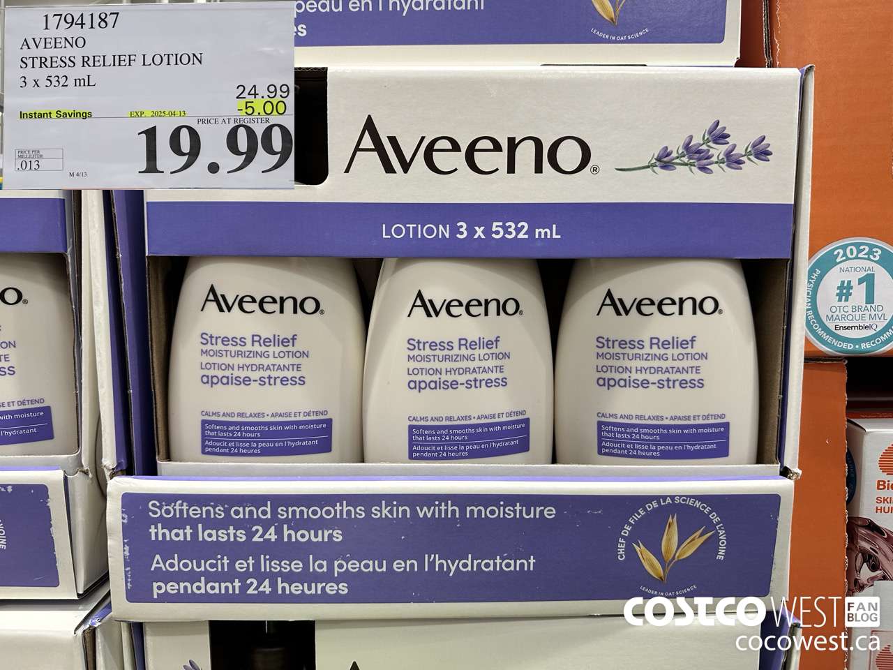 1794187 AVEENO STRESS RELIEF LOTION 3 X 532 ML ($5.00 INSTANT SAVINGS EXPIRES ON 2025-04-13) $19.99