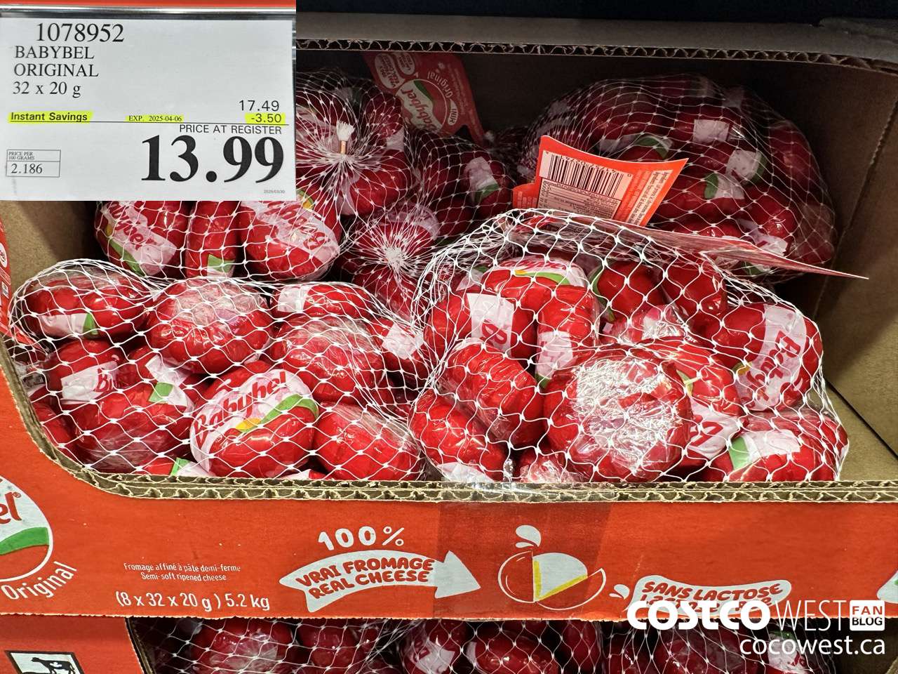 1078952 BABYBEL ORIGINAL 32 X 20G ($3.50 INSTANT SAVINGS EXPIRES ON 2025-04-06) $13.99