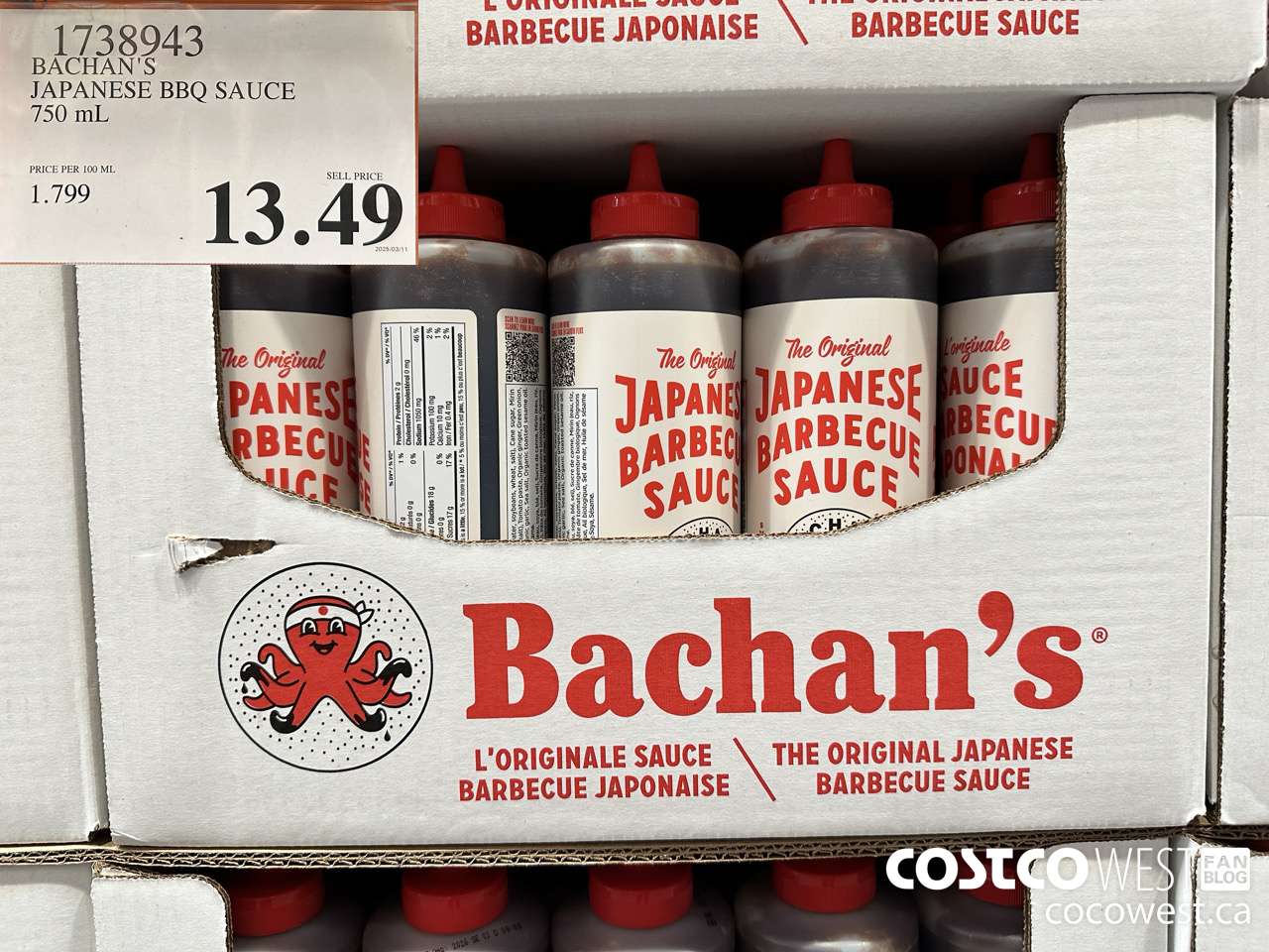 1738943 BACHAN'S JAPANESE BBQ SAUCE 1L $13.49