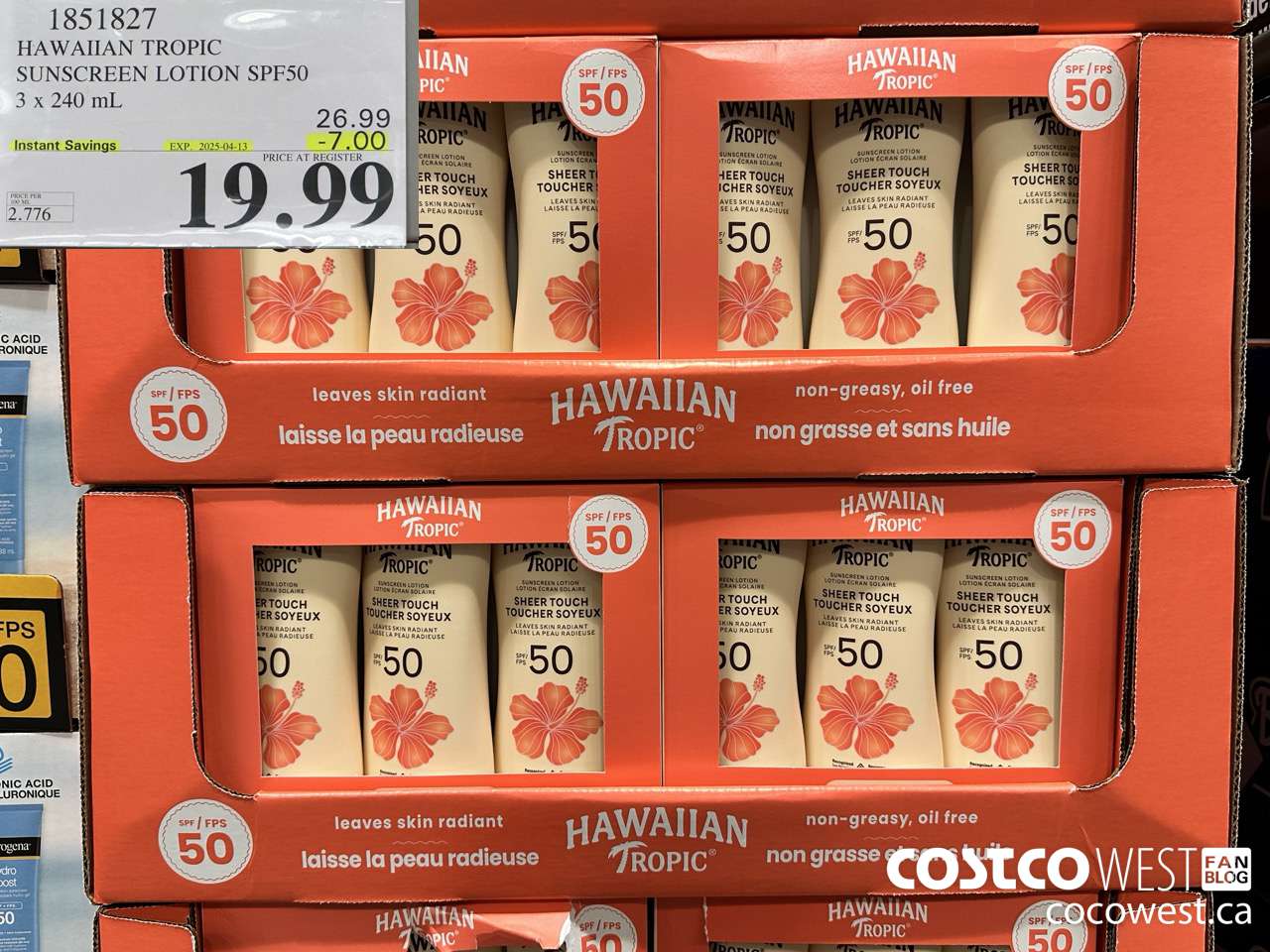 1851827 BANANA BOAT HAWAIIAN TROPIC SPF 50 3 X 240ML ($7.00 INSTANT SAVINGS EXPIRES ON 2025-04-13) $19.99