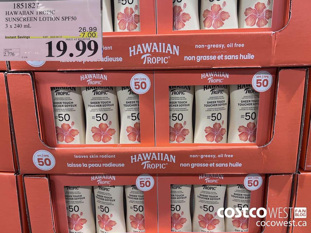1851827 BANANA BOAT HAWAIIAN TROPIC SPF 50 3 X 240ML ($7.00 INSTANT SAVINGS EXPIRES ON 2025-04-13) $19.99