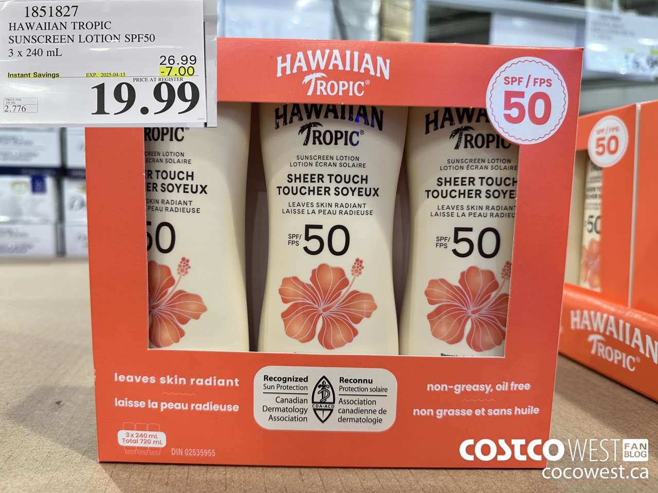 1851827 BANANA BOAT HAWAIIAN TROPIC SPF 50 3 X 240ML ($7.00 INSTANT SAVINGS EXPIRES ON 2025-04-13) $19.99