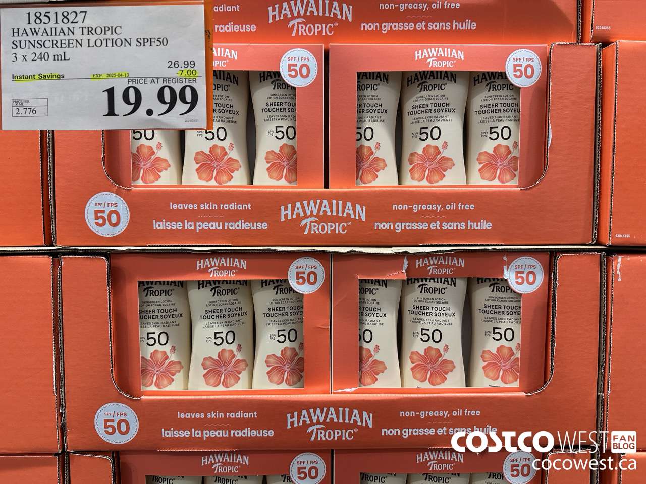 1851827 BANANA BOAT HAWAIIAN TROPIC SPF 50 3 X 240ML ($7.00 INSTANT SAVINGS EXPIRES ON 2025-04-13) $19.99