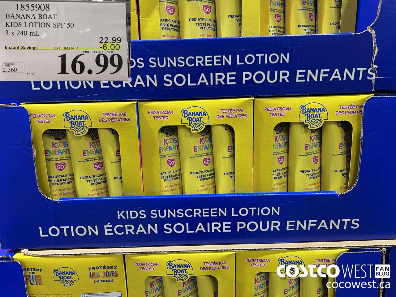 1855908 BANANA BOAT KIDS LOTION SPF 50 3 X 240ML ($6.00 INSTANT SAVINGS EXPIRES ON 2025-04-13) $16.99