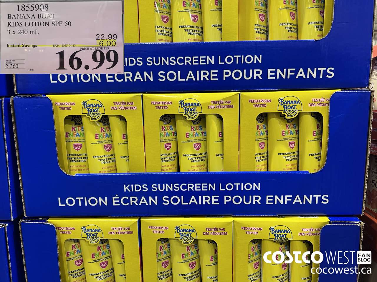 1855908 BANANA BOAT KIDS LOTION SPF 50 3 X 240ML ($6.00 INSTANT SAVINGS EXPIRES ON 2025-04-13) $16.99