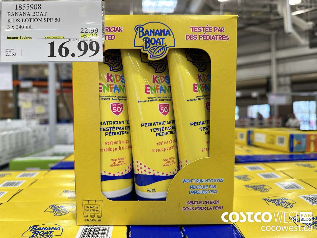 1855908 BANANA BOAT KIDS LOTION SPF 50 3 X 240ML ($6.00 INSTANT SAVINGS EXPIRES ON 2025-04-13) $16.99