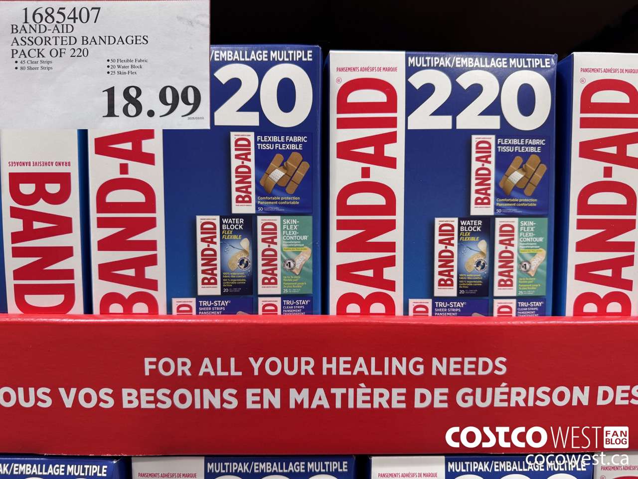 1685407 BAND-AID ASSORTED BANDAGES PACK OF 220 $18.99