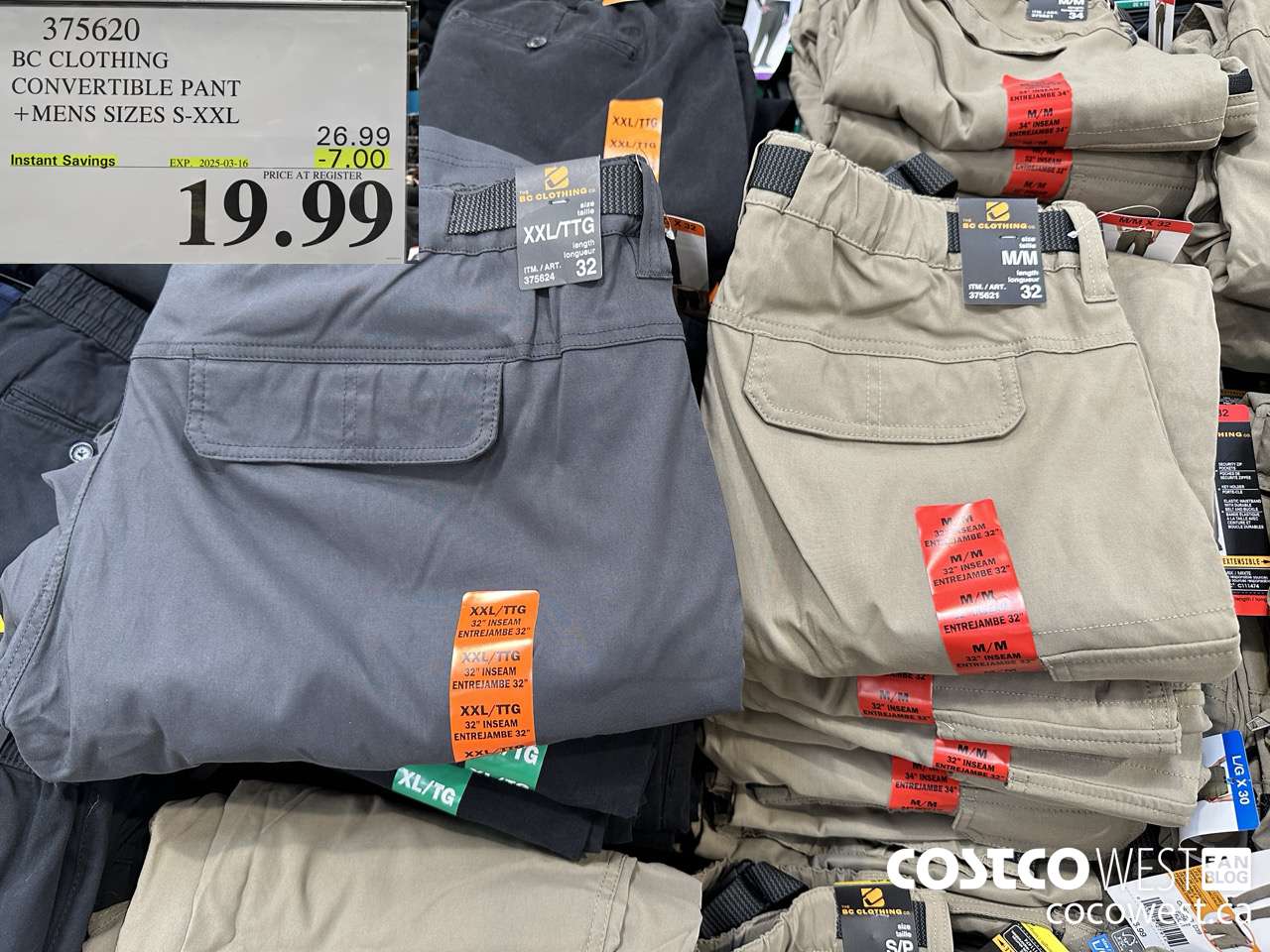 375620 BC CLOTHING CONVERTIBLE PANT MENS SIZES S-XXL ($7.00 INSTANT SAVINGS EXPIRES ON 2025-03-16) $19.99