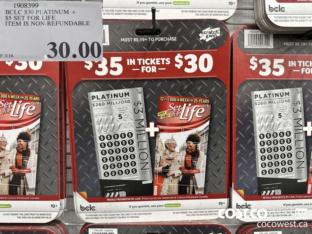 1908399 BC LOTTER $30 PLN+$5 SET FOR LIFE ITEM IS NON-REFUNDABLE $30.00