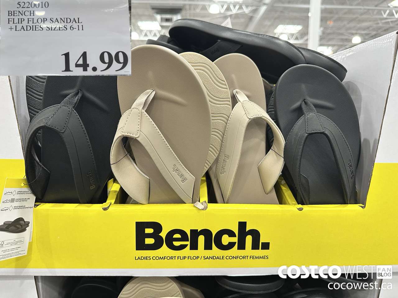 5220010 BENCH FLIP FLOP SANDAL LADIES SIZES 6-11 $14.99