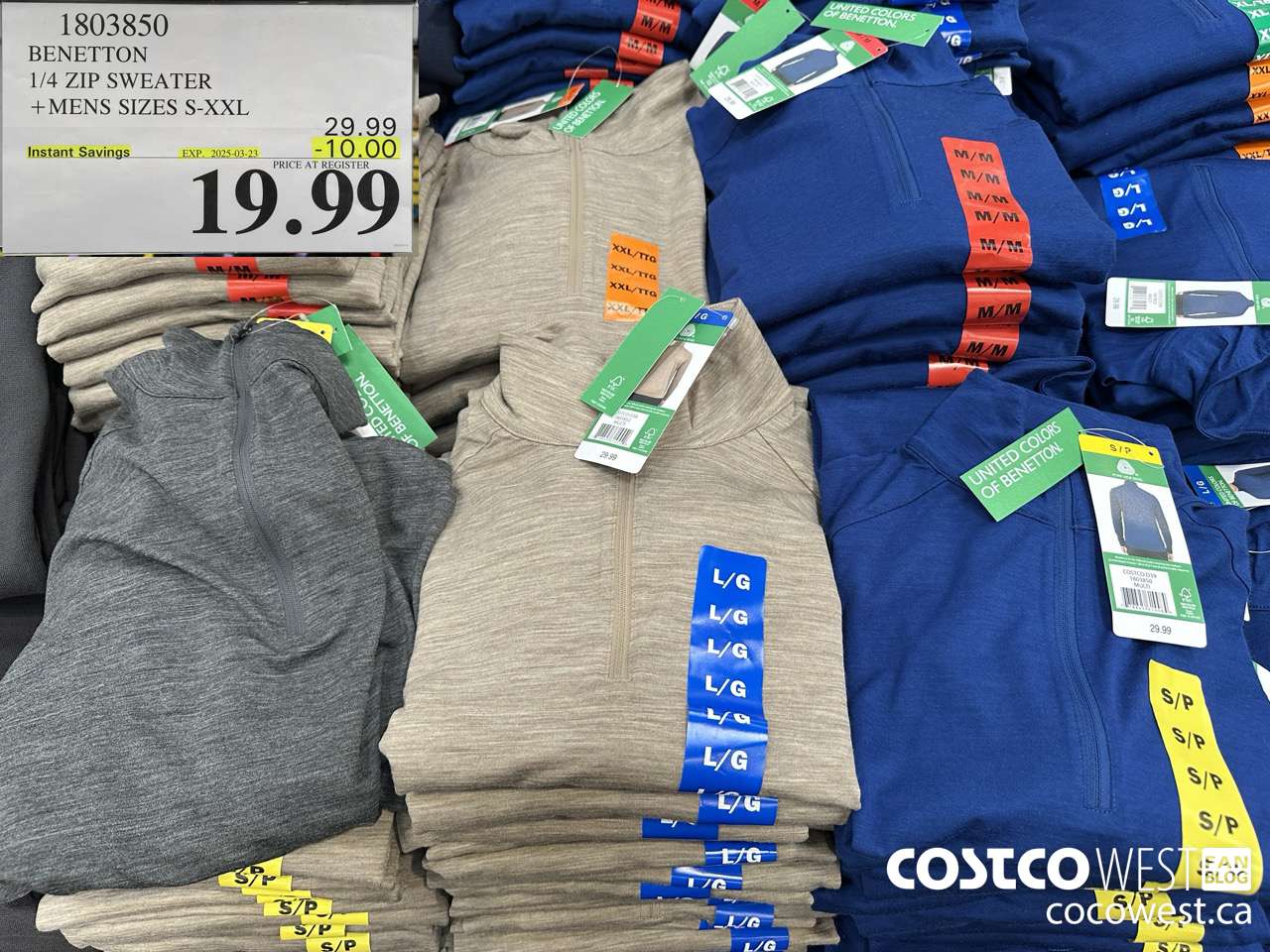 1803850 BENETTON 1/4 ZIP SWEATER MENS SIZES S-XXL ($10.00 INSTANT SAVINGS EXPIRES ON 2025-03-23) $19.99