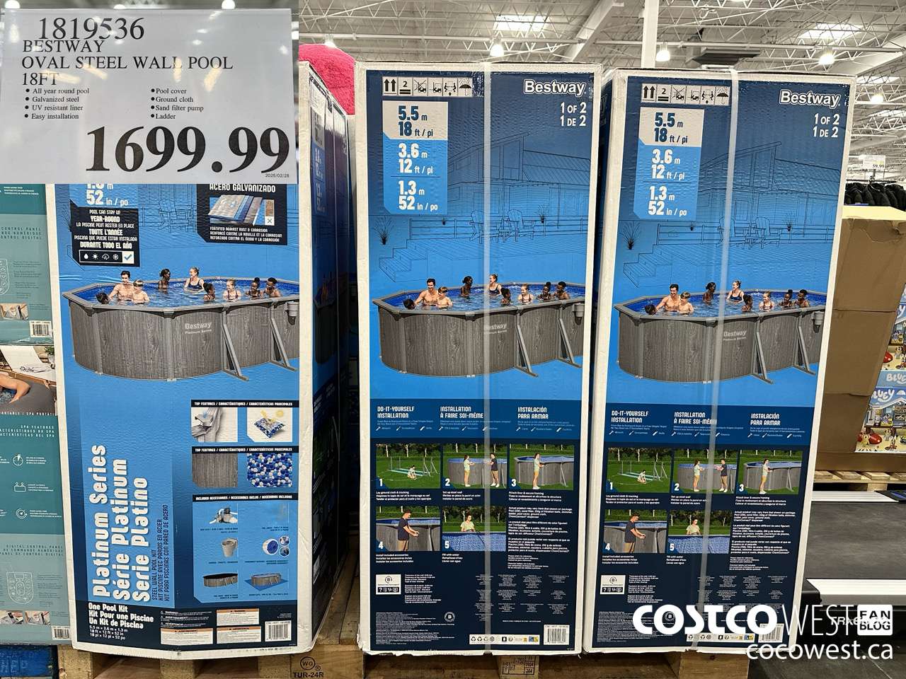 1819536 BESTWAY OVAL STEEL WALL POOL18FT $1699.99