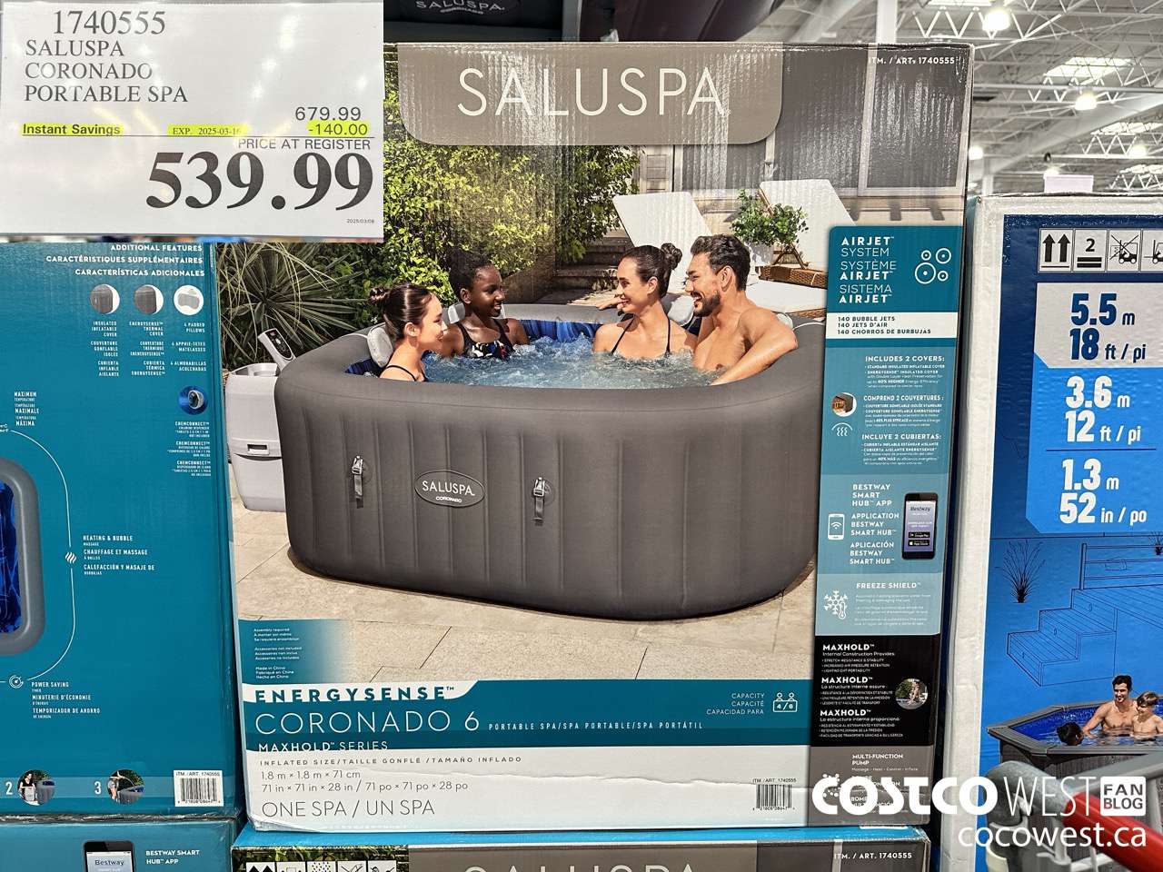 1740555 BESTWAY PORTABLE SPA CORONADO ($140.00 INSTANT SAVINGS EXPIRES ON 2025-03-16) $539.99