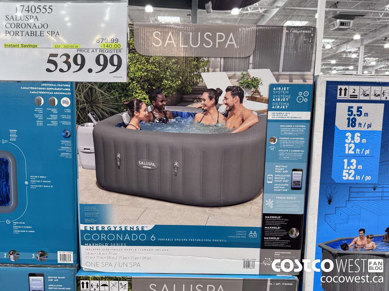 1740555 BESTWAY PORTABLE SPA CORONADO ($140.00 INSTANT SAVINGS EXPIRES ON 2025-03-16) $539.99