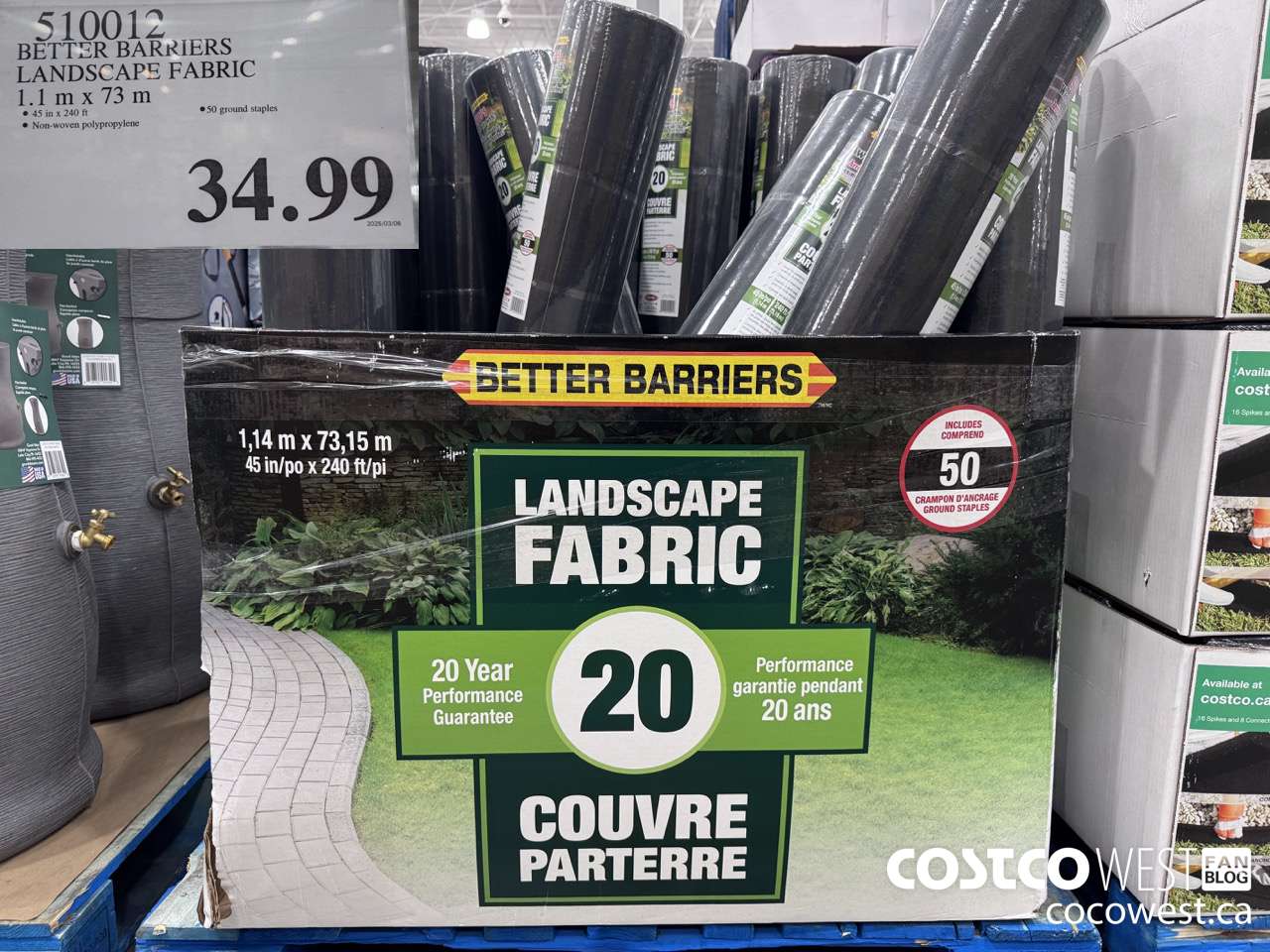 510012 BETTER BARRIERS LANDSCAPE FABRIC 1.1M X 73M $34.99
