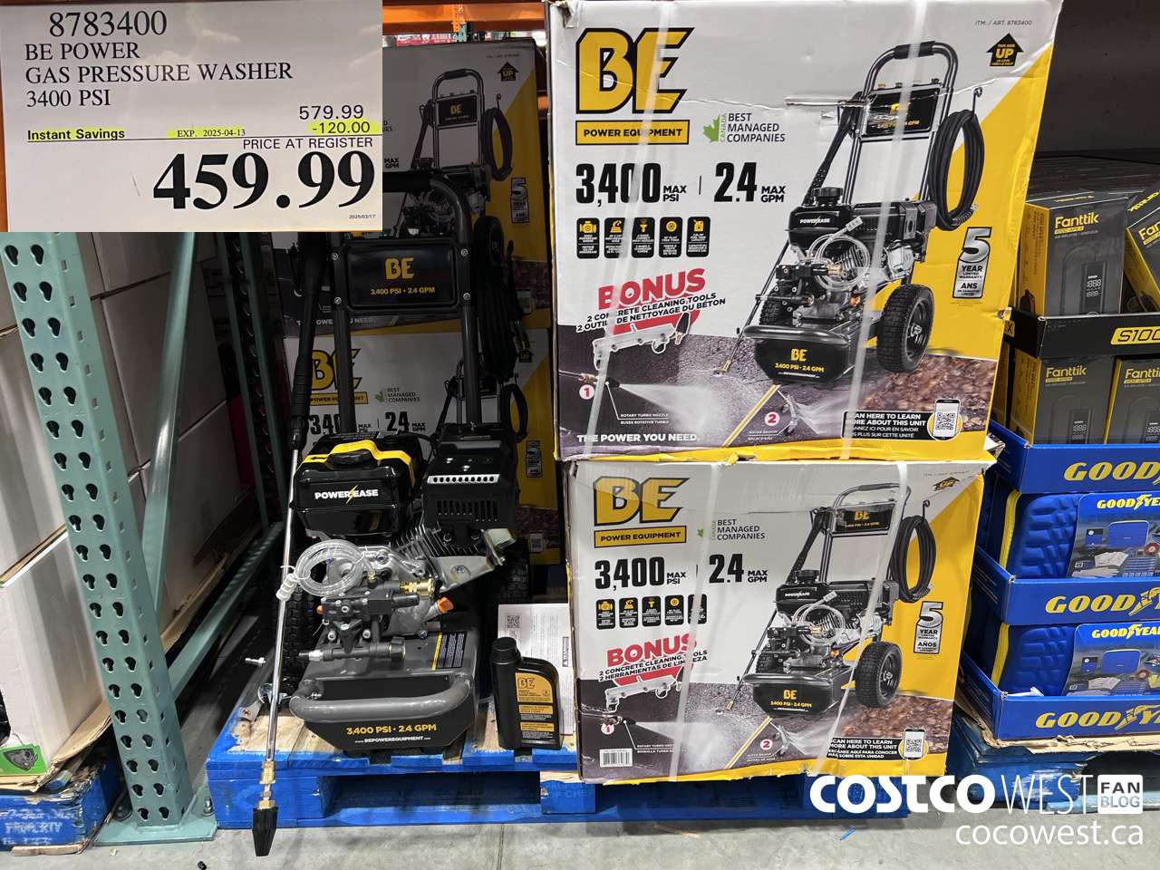 8783400 BE POWER PRESSURE WASHER 3400 PSI ($120.00 INSTANT SAVINGS EXPIRES ON 2025-04-13) $459.99