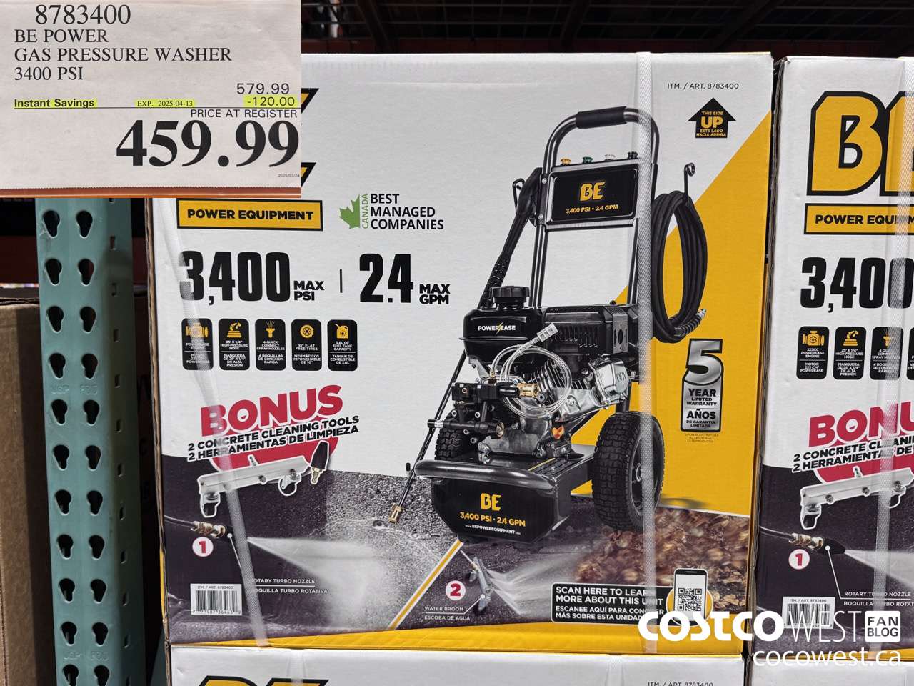 8783400 BE POWER PRESSURE WASHER 3400 PSI ($120.00 INSTANT SAVINGS EXPIRES ON 2025-04-13) $459.99