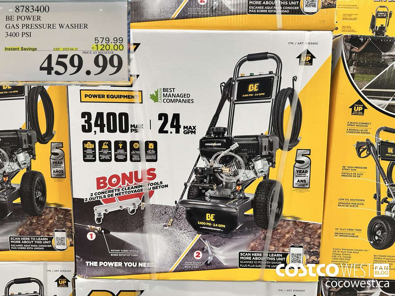 8783400 BE POWER PRESSURE WASHER 3400 PSI ($120.00 INSTANT SAVINGS EXPIRES ON 2025-04-13) $459.99