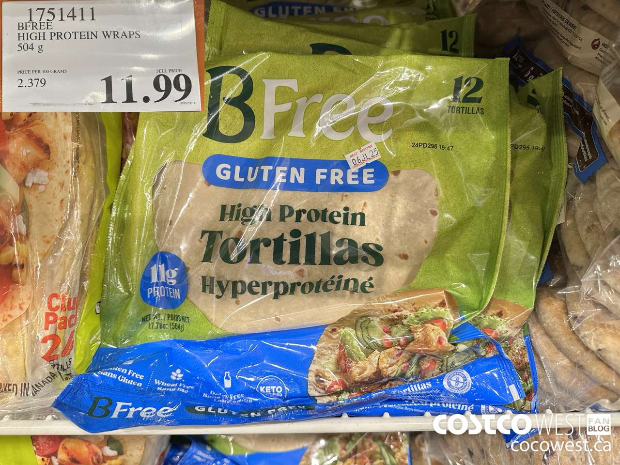 1751411 BFREE HIGH PROTEIN WRAPS 504G $11.99
