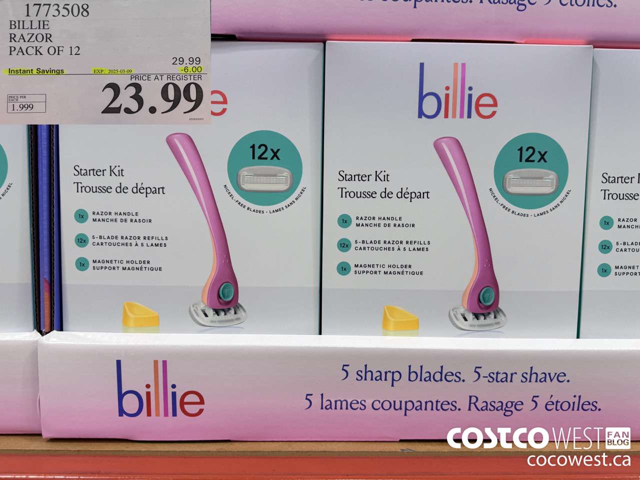 1773508 BILLIE RAZOR PACK OF 12 ($6.00 INSTANT SAVINGS EXPIRES ON 2025-03-09) $23.99