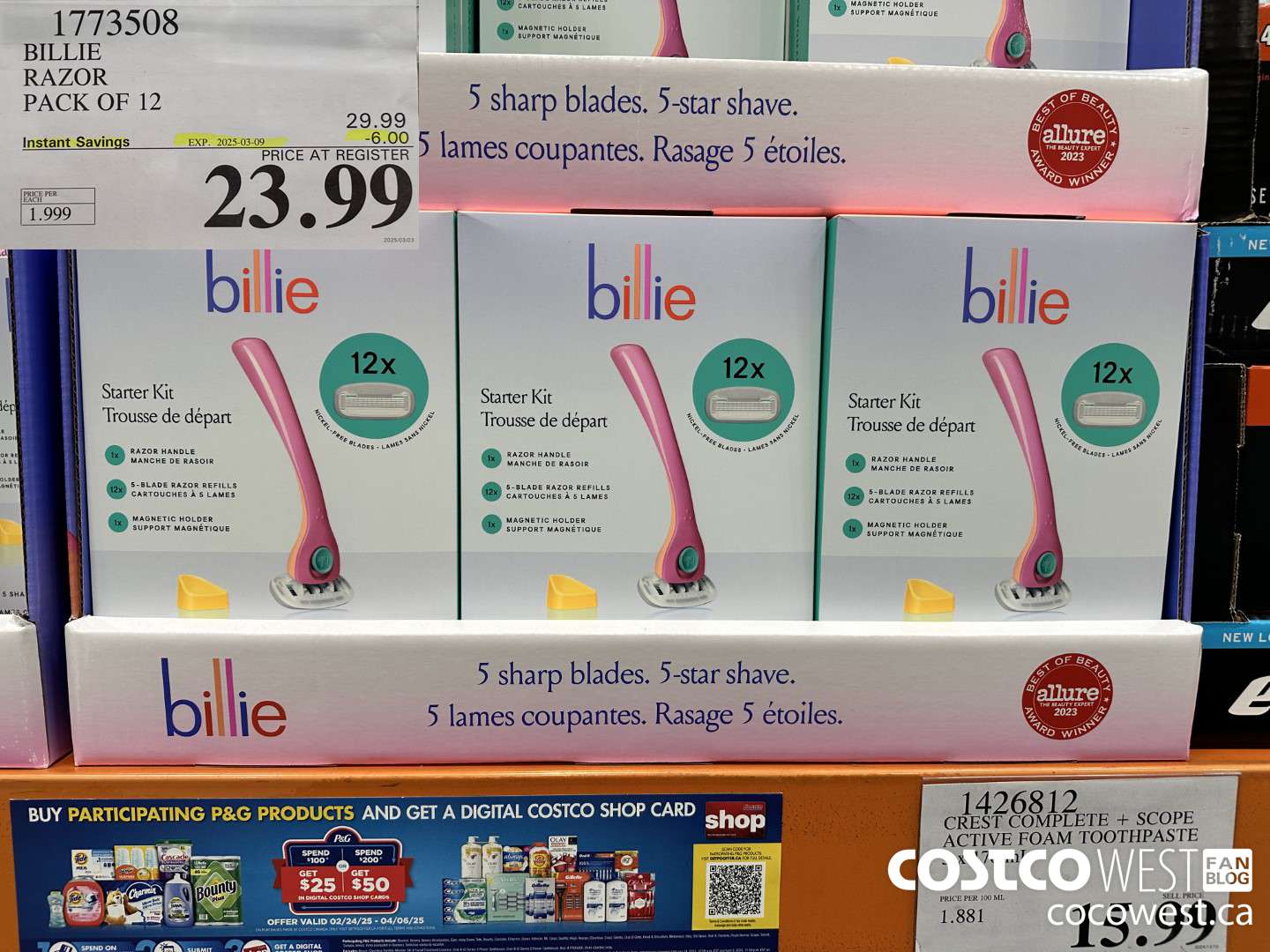 1773508 BILLIE RAZOR PACK OF 12 ($6.00 INSTANT SAVINGS EXPIRES ON 2025-03-09) $23.99