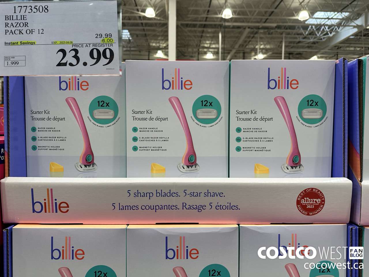 1773508 BILLIE RAZOR PACK OF 12 ($6.00 INSTANT SAVINGS EXPIRES ON 2025-04-06) $23.99