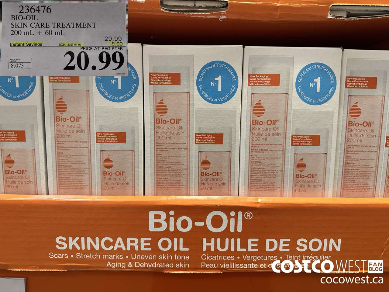 236476 BIO-OIL SKIN CARE TREATMENT 200 mL + 60 mL ($9.00 INSTANT SAVINGS EXPIRES ON 2025-04-06) $29.99