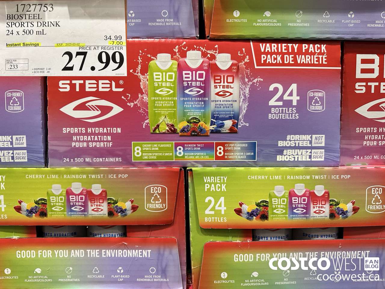 1727753 BIOSTEEL SPORTS DRINK 24 X 500 ML ($7.00 INSTANT SAVINGS EXPIRES ON 2025-03-02) $27.99