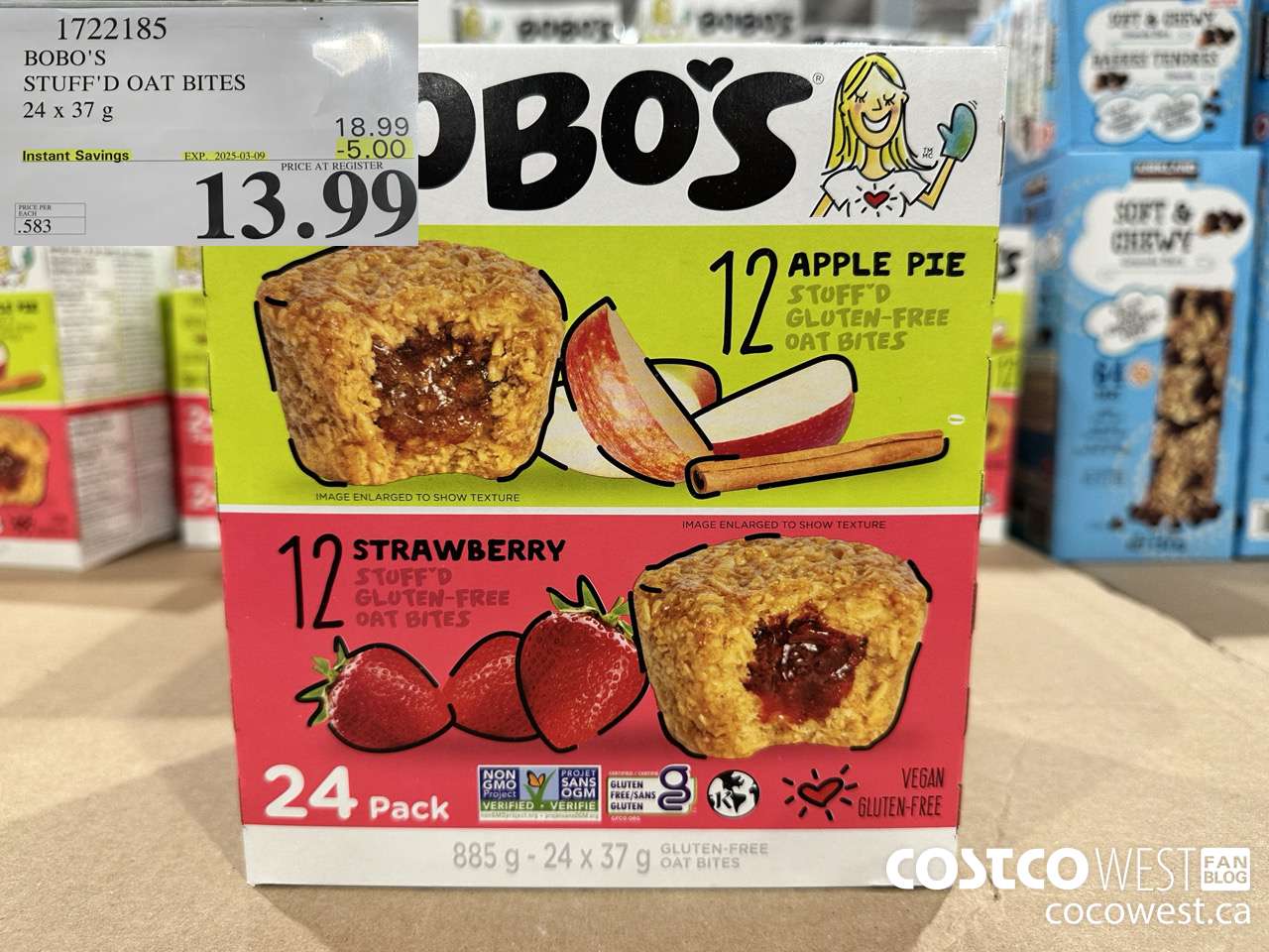 1722185 BOBO'S STUFFED OAT BITES 24 X 37 G ($5.00 INSTANT SAVINGS EXPIRES ON 2025-03-09) $13.99