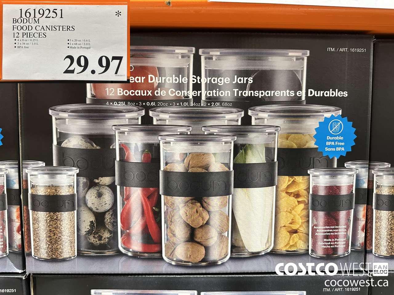 1619251 BODUM FOOD CANISTERS 12 PIECES $29.97