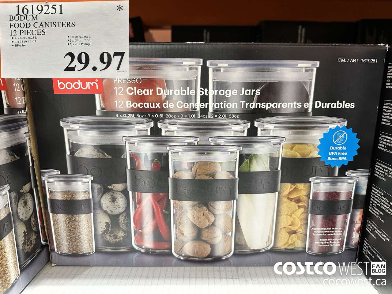 1619251 BODUM FOOD CANISTERS 12 PIECES $29.97