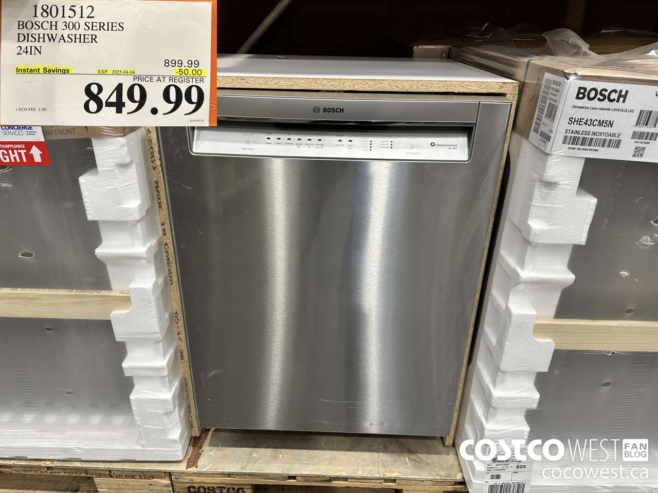 1801512 BOSCH 300 SERIES DISHWASHER 24IN ($50.00 INSTANT SAVINGS EXPIRES ON 2025-04-04) $849.99