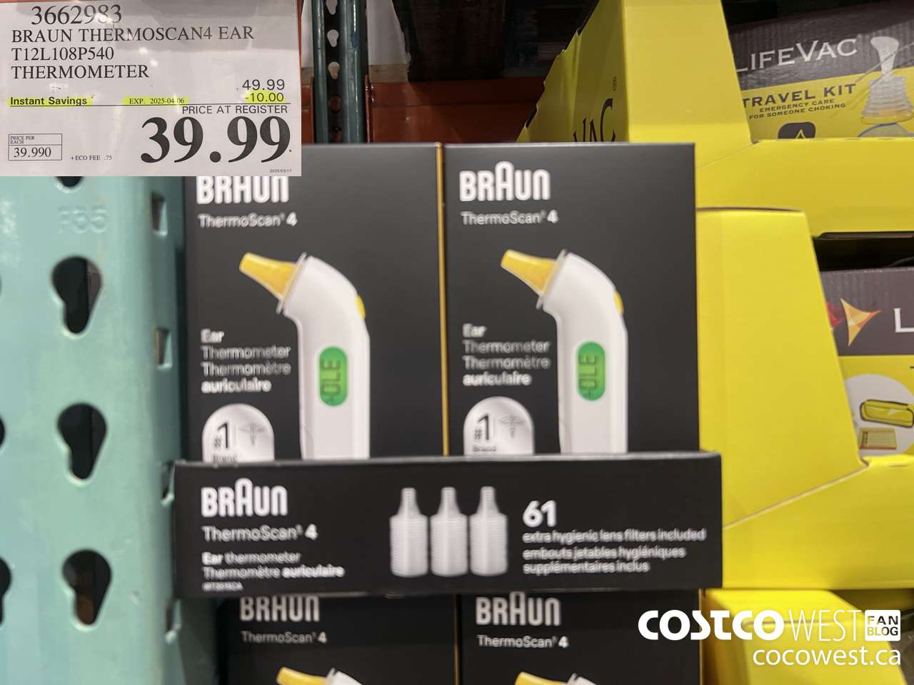 3662983 BRAUN THERMOSCAN4 EAR T12108P540 THERMOMETER ($10.00 INSTANT SAVINGS EXPIRES ON 2025-04-06) $39.99
