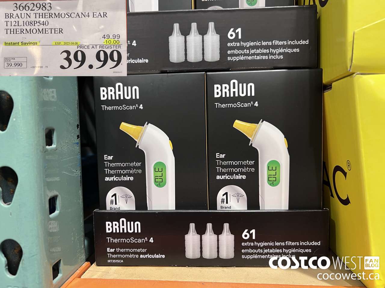 3662983 BRAUN THERMOSCAN4 EAR T12108P540 THERMOMETER ($10.00 INSTANT SAVINGS EXPIRES ON 2025-04-06) $39.99
