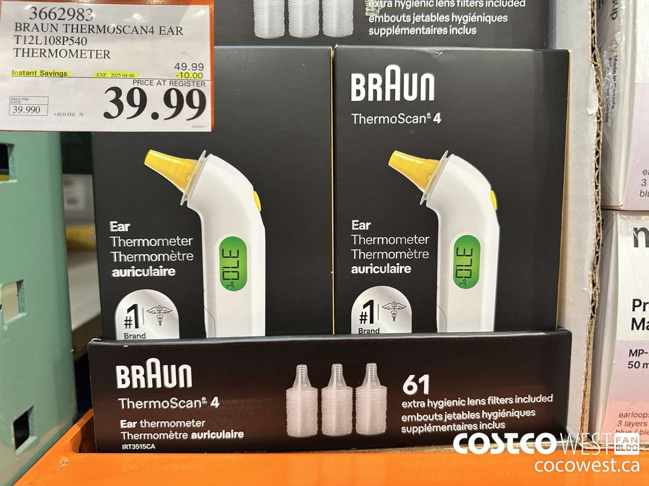 3662983 BRAUN THERMOSCAN4 EAR T12108P540 THERMOMETER ($10.00 INSTANT SAVINGS EXPIRES ON 2025-04-06) $39.99