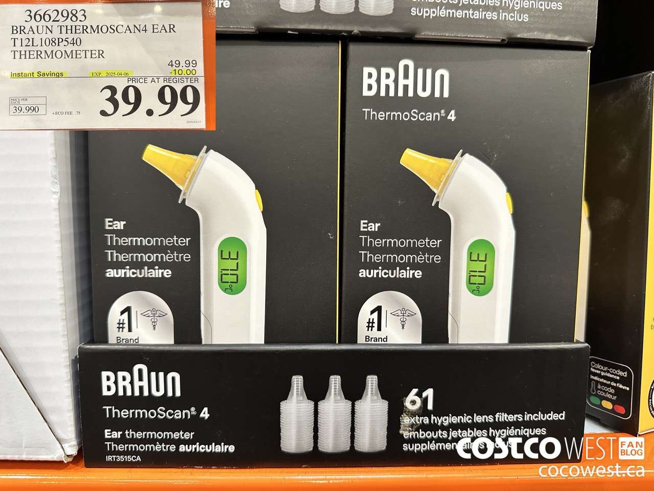 3662983 BRAUN THERMOSCAN4 EAR T12108P540 THERMOMETER ($10.00 INSTANT SAVINGS EXPIRES ON 2025-04-06) $39.99