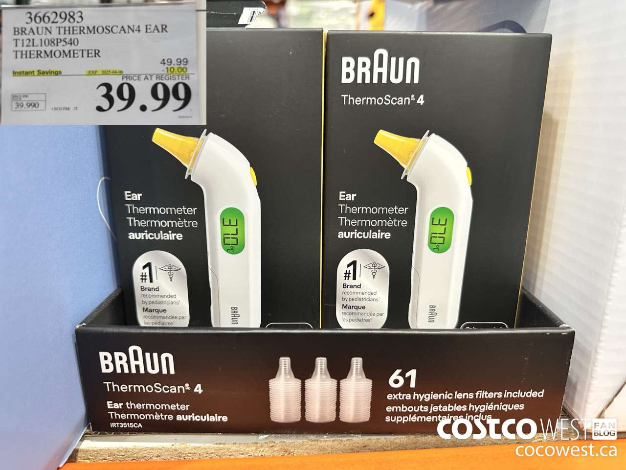 3662983 BRAUN THERMOSCAN4 EAR T12108P540 THERMOMETER ($10.00 INSTANT SAVINGS EXPIRES ON 2025-04-06) $39.99