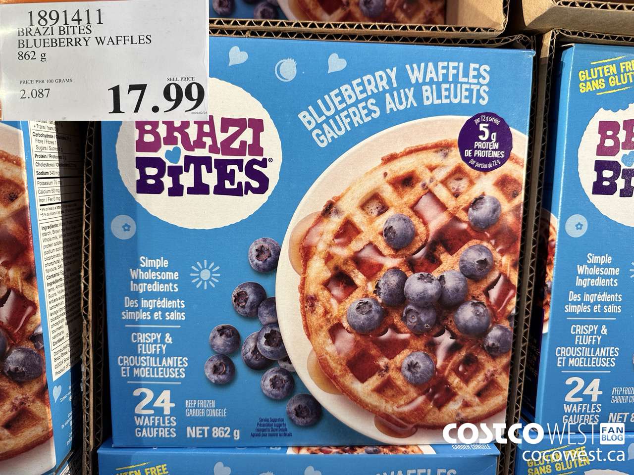 1891411 BRAZI BITEST BLUEBERRY WAFFLES 862G $17.99