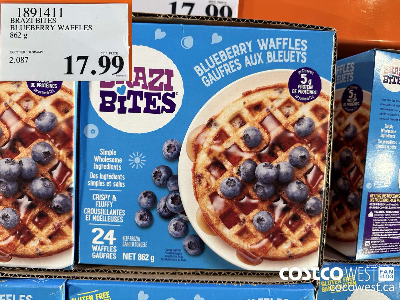 1891411 BRAZI BITEST BLUEBERRY WAFFLES 862G $17.99