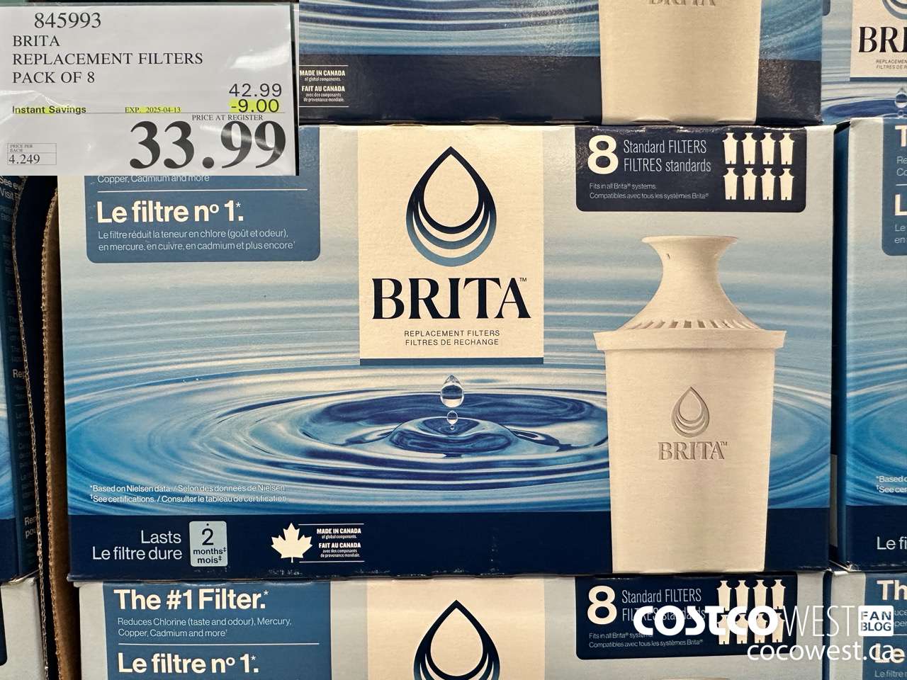 845993 BRITA REPLACEMENT FILTERS PACK OF 8 ($9.00 INSTANT SAVINGS EXPIRES ON 2025-04-13) $33.99