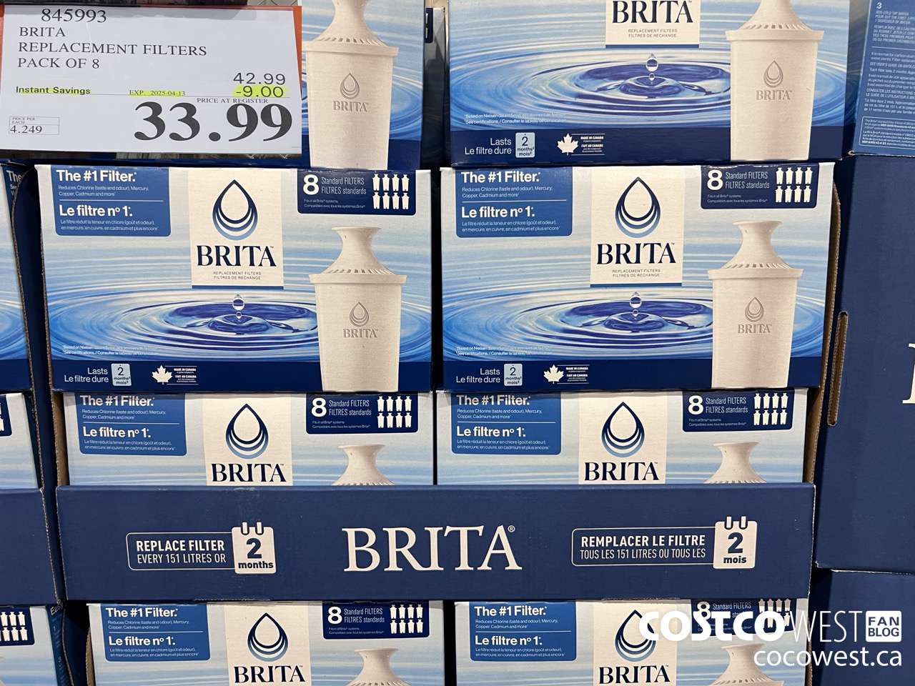 845993 BRITA REPLACEMENT FILTERS PACK OF 8 ($9.00 INSTANT SAVINGS EXPIRES ON 2025-04-13) $33.99