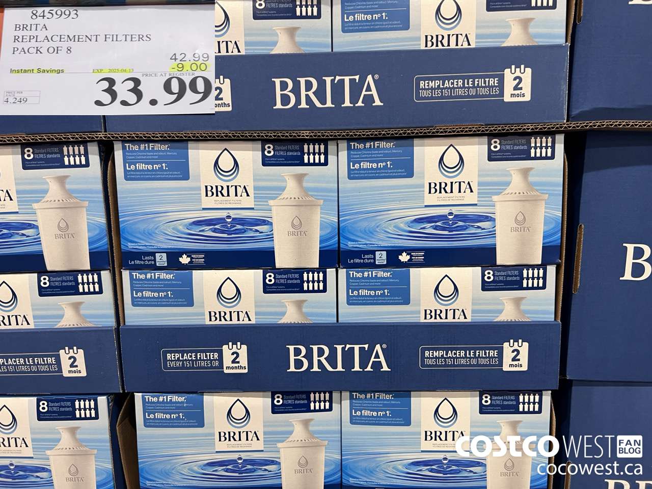 845993 BRITA REPLACEMENT FILTERS PACK OF 8 ($9.00 INSTANT SAVINGS EXPIRES ON 2025-04-13) $33.99