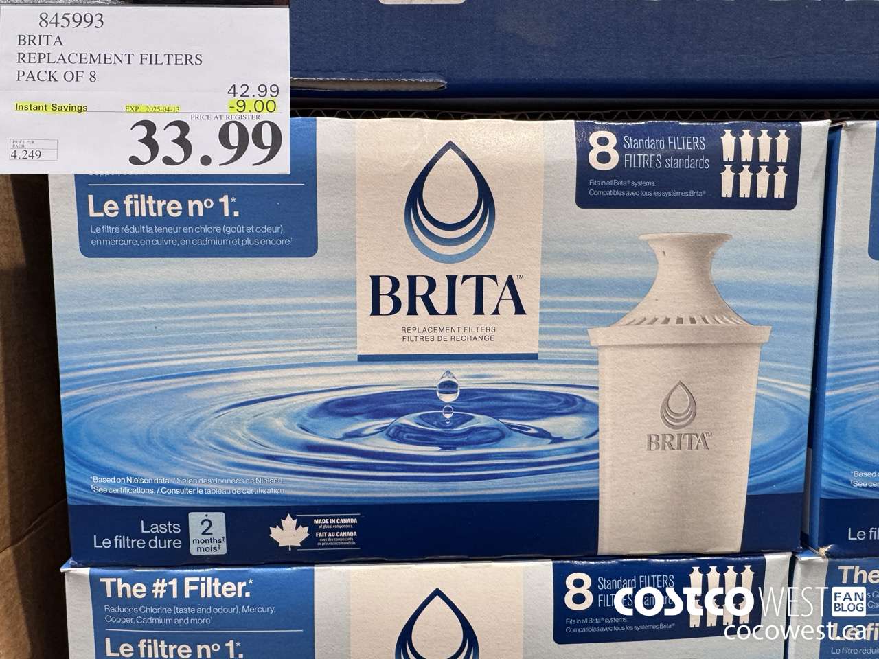 845993 BRITA REPLACEMENT FILTERS PACK OF 8 ($9.00 INSTANT SAVINGS EXPIRES ON 2025-04-13) $33.99