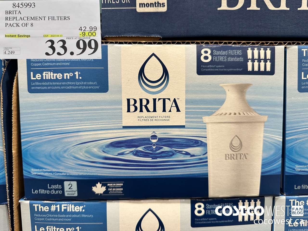 845993 BRITA REPLACEMENT FILTERS PACK OF 8 ($9.00 INSTANT SAVINGS EXPIRES ON 2025-04-13) $33.99