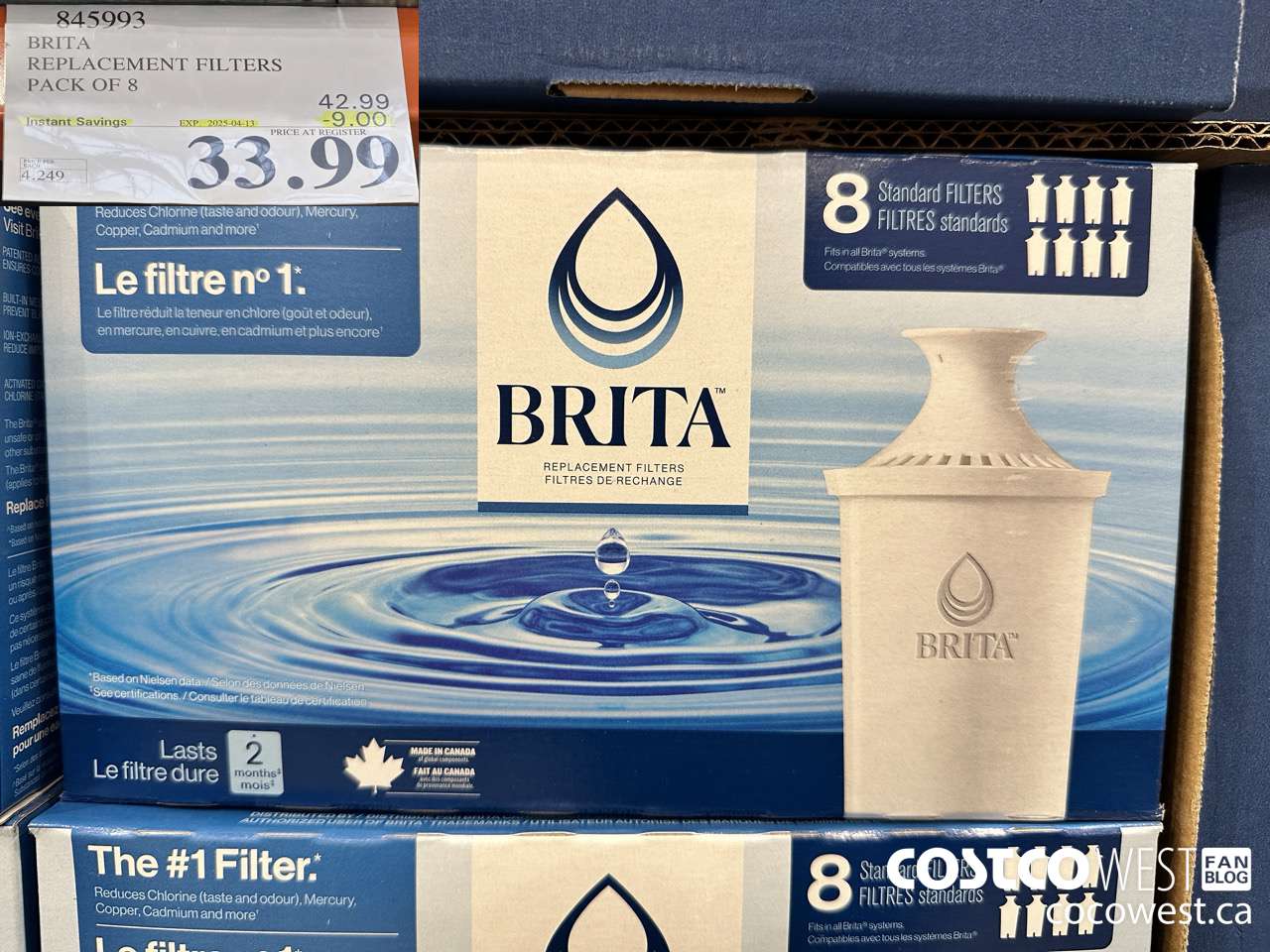 845993 BRITA REPLACEMENT FILTERS PACK OF 8 ($9.00 INSTANT SAVINGS EXPIRES ON 2025-04-13) $33.99