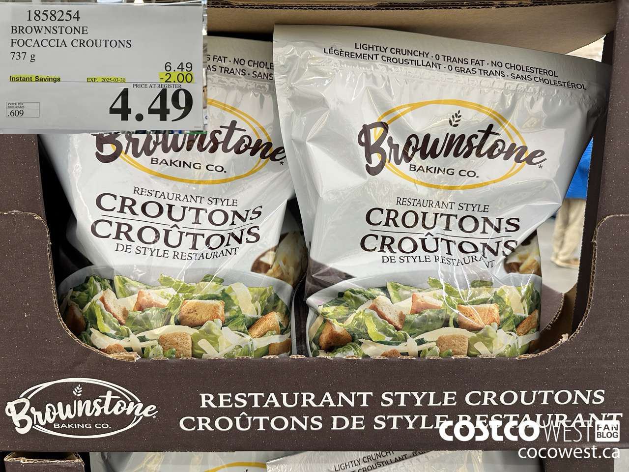 1858254 BROWNSTONE FOCACCIA CROUTONS 737G ($2.00 INSTANT SAVINGS EXPIRES ON 2025-03-30) $4.49