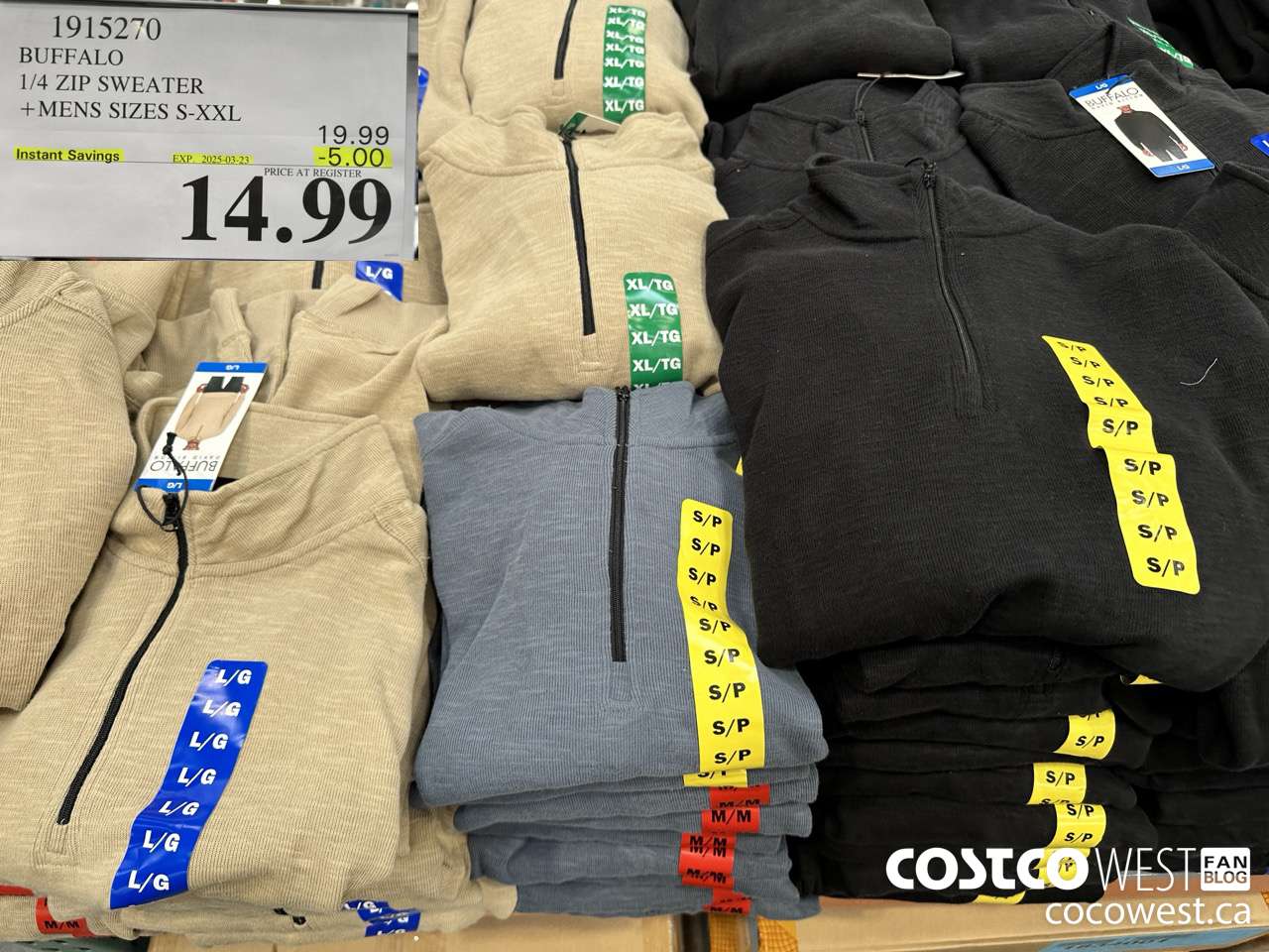 1915270 BUFFALO 1/4 ZIP SWEATER MENS SIZES S-XXL  ($5.00 INSTANT SAVINGS EXPIRES ON 2025-03-23) $14.99