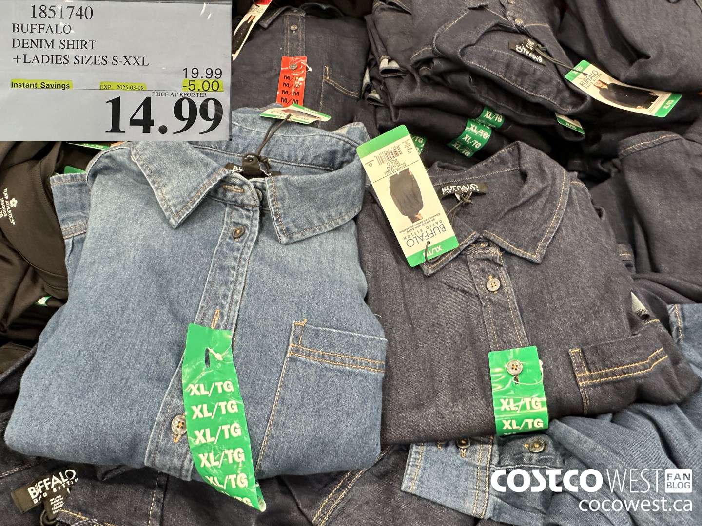 1851740 BUFFALO DEMIN SHIRT LADIES SIZES S-XXL ($5.00 INSTANT SAVINGS EXPIRES ON 2025-03-09) $14.99